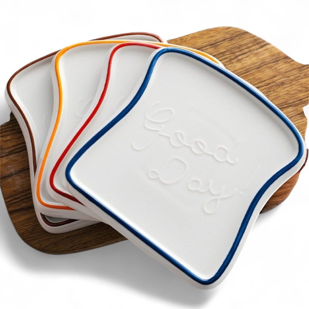 bread Toast shape ceramic snack plates