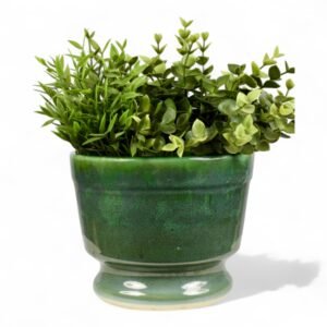 glossy green ceramic planter