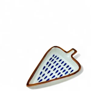 Handcrafted Leaf-Shaped Blue Drop Ceramic Plate