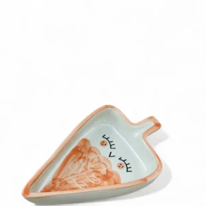 Peach Floral Leaf Ceramic Bowl