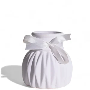 Petite White Ribbon Vase