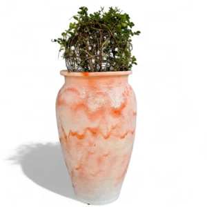 Peach Marble Wash Terracotta Planter – Tall Handmade Decorative Pot