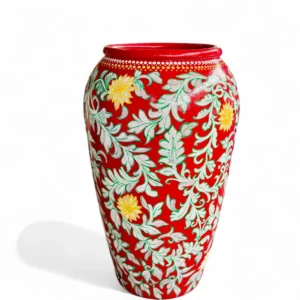 Hand-Painted Floral Glory Vase – Royal Red Edition