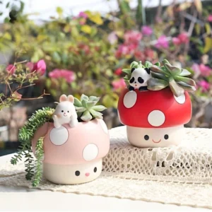 Mushroom Animal Planters – Cute Ceramic Pots
