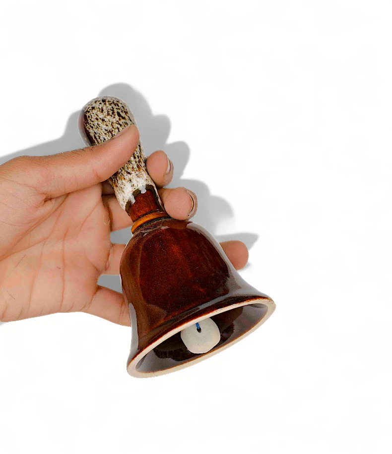 Handcrafted Ceramic Bell – Rustic Brown