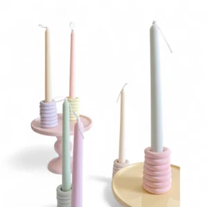 Pastel Coil Ceramic Candle Holders – Minimal Modern Set