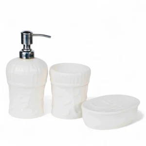 Sculpted Ivory Ceramic Bathroom Set
