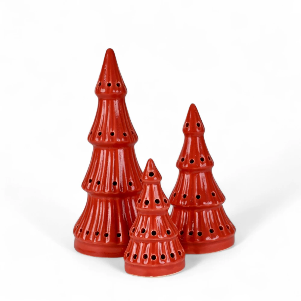 Red Ceramic Christmas Tree Set