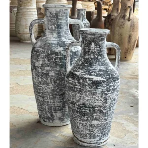 Distressed Amphora Ceramic Vase Set – Handcrafted Antique Finish