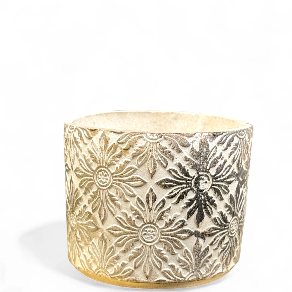 Vintage Floral Embossed Ceramic Planter
