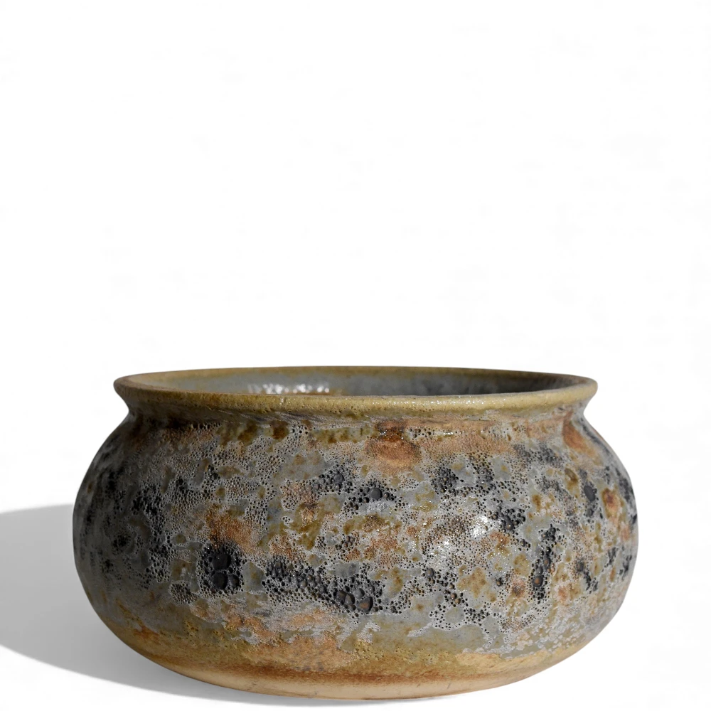Vintage Ash Lava Textured Ceramic Bowl Planter