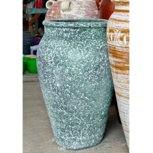 Green Textured Ceramic Planter Speckled Rustic Finish