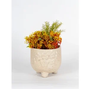 Ivory Bloom Speckled Ceramic Planter