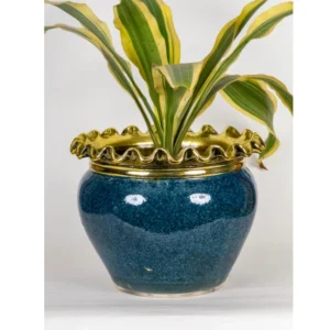 Royal Crest Blue & Gold Ceramic Planter