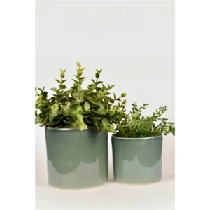 Mist Green Glaze Ceramic Planter Set