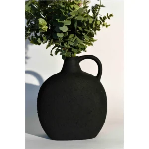 Aurelia Noir Handled Ceramic Vase