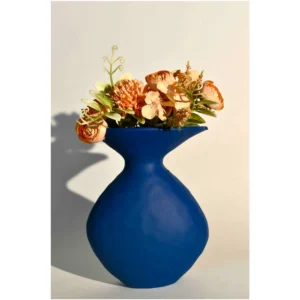 Celeste Azure Sculpted Ceramic Vase