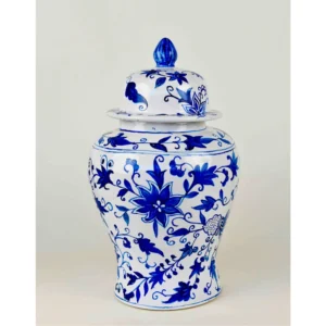 Cobalt Bloom Hand-Painted Ceramic Ginger Jar