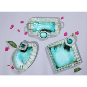 Aqua Bloom Reactive Glaze Serveware Set
