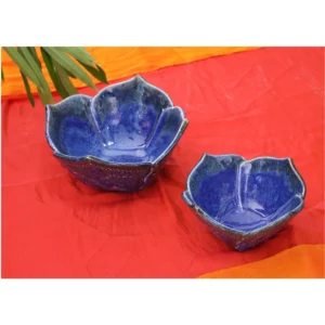 Indigo Petal Ceramic Bowl