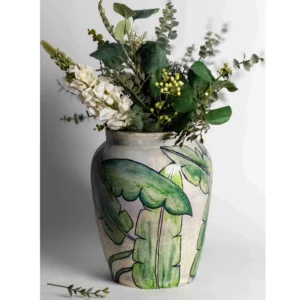 Verdantia Leaf Hand-Painted Ceramic Vase