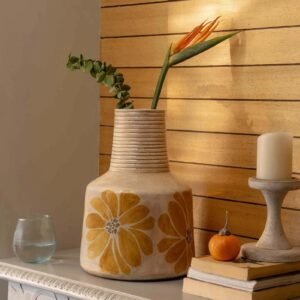 Solaria Bloom Ribbed Ceramic Vase