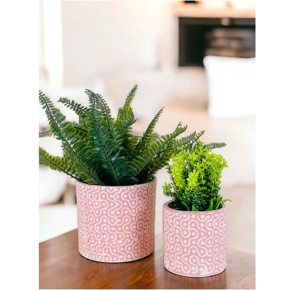 Blush Swirl Ceramic Planter Set (Set of 2)
