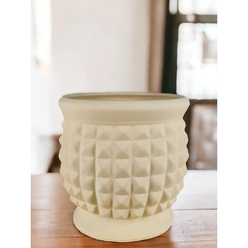 Ivory Prism Textured Ceramic Planter