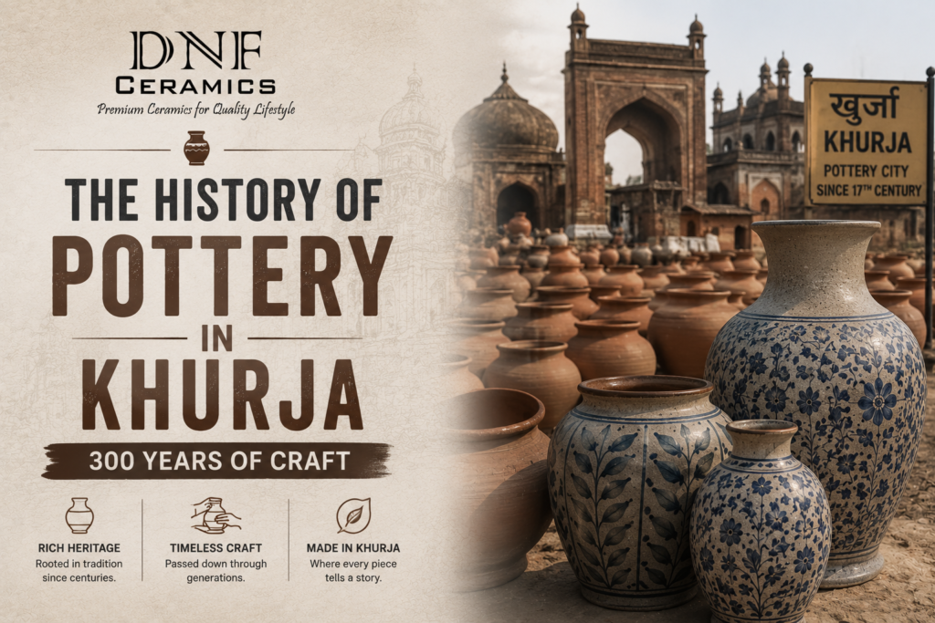 Traditional Khurja pottery craftsmanship showcasing skilled artisans, handmade ceramic products, and 300 years of Indian ceramic heritage.