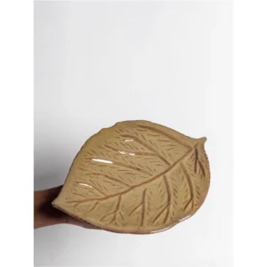 Natural Leaf Ceramic Serving Platter – Beige