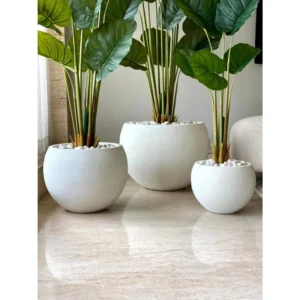 Pebble Texture Round Ceramic Planter