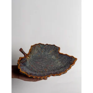 Rustic Maple Leaf Ceramic Serving Platter