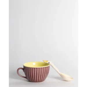 Whimsical Duck Spoon Ceramic Soup Mug