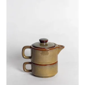 Rustic Olive Reactive Glaze Ceramic Tea for One Set