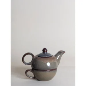 Earthy Grey Reactive Glaze Ceramic Tea for One Set