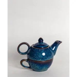 Ocean Blue Glazed Ceramic Tea for One Set