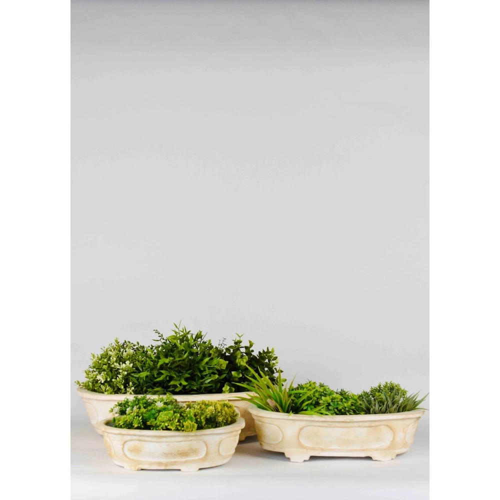 Ivory Heritage Ceramic Bonsai Bowl Planter Set
